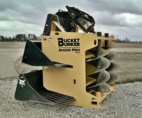 skid steer auger rack|auger pro bucket bunker.